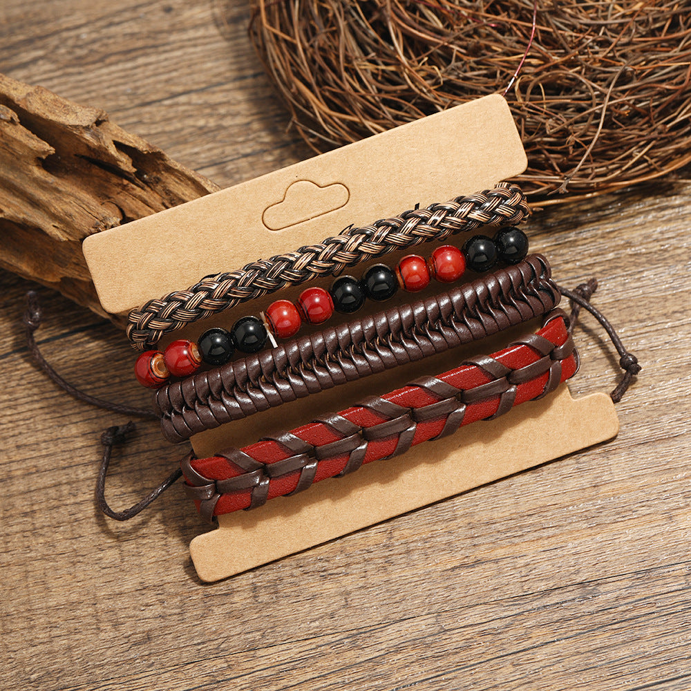 Vintage Braided Suit Cowhide Bracelet