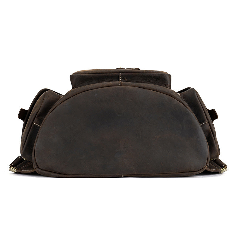 Men&#39;s Large-Capacity Water-Repellent Head Layer Leather Backpack