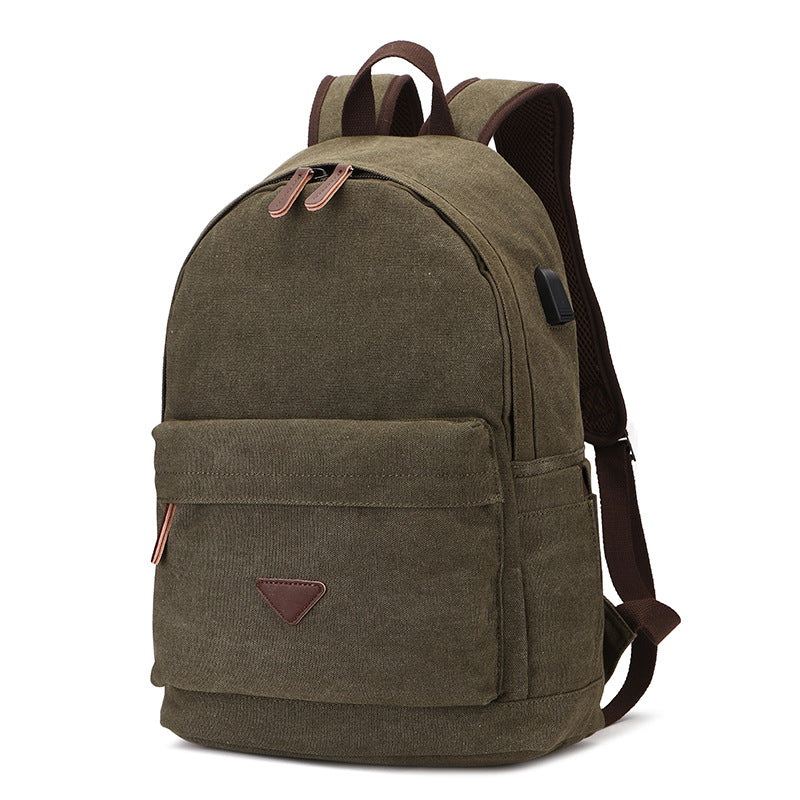 Canvas Backpack With USB Design Korean Portable