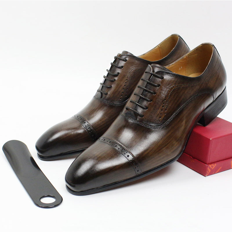 Men&#39;s Black Brown Business Casual Leather Shoes