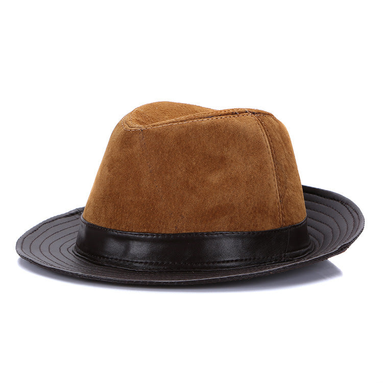 Men&#39;s Fashion Casual Authentic Leather Sheepskin Top Hat