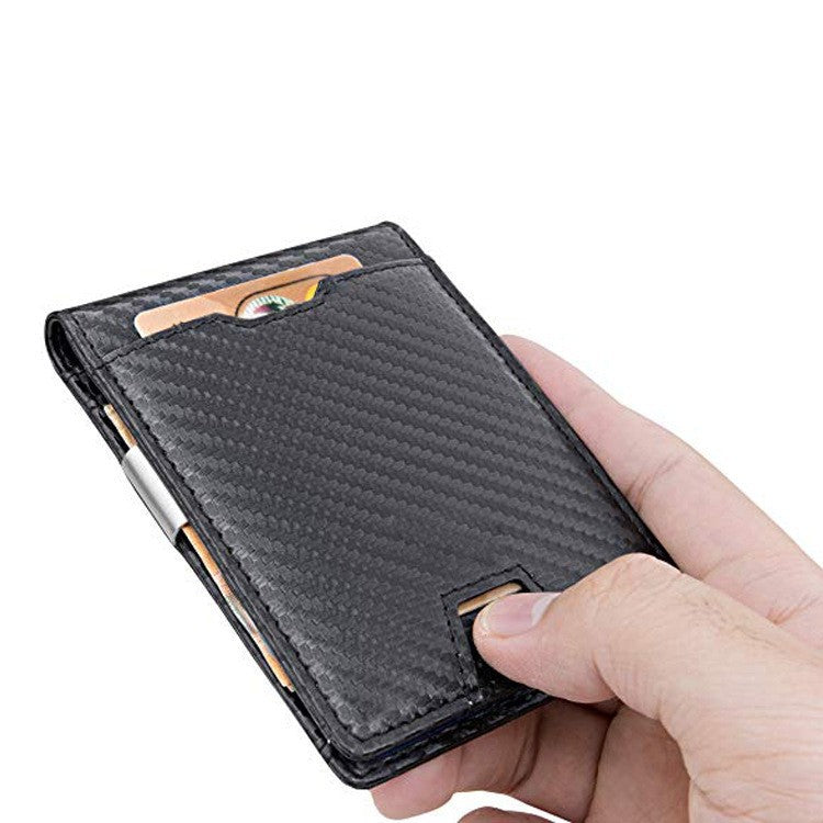 Men&#39;s Card Holder Fiber Leather Money Clip Wallet