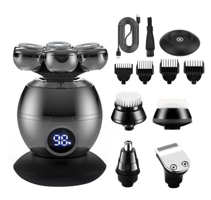 Men&#39;s Electric Shaver Floating Head  USB Charging Dock LCD Waterproof Portable Nose Hair Trimmer Bald Razor Machine Shaving
