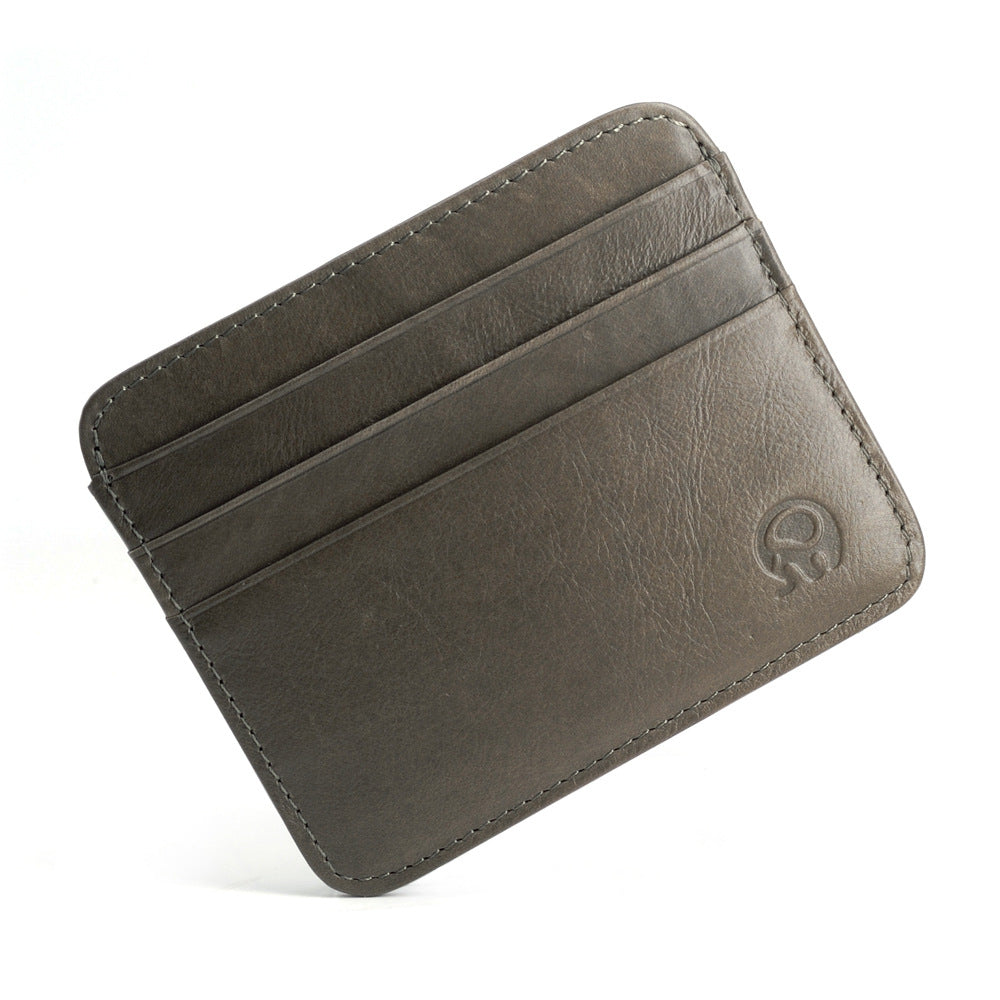 First Layer Cowhide Coin Purse Bus Card Holder