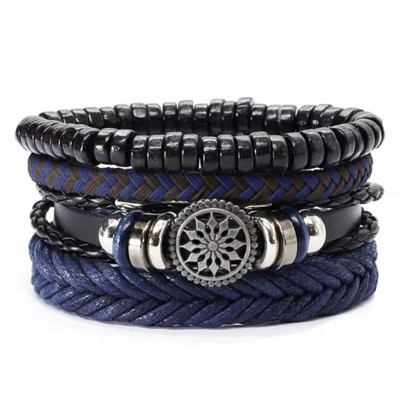 Men&#39;s Leather Vintage Braided Bracelet