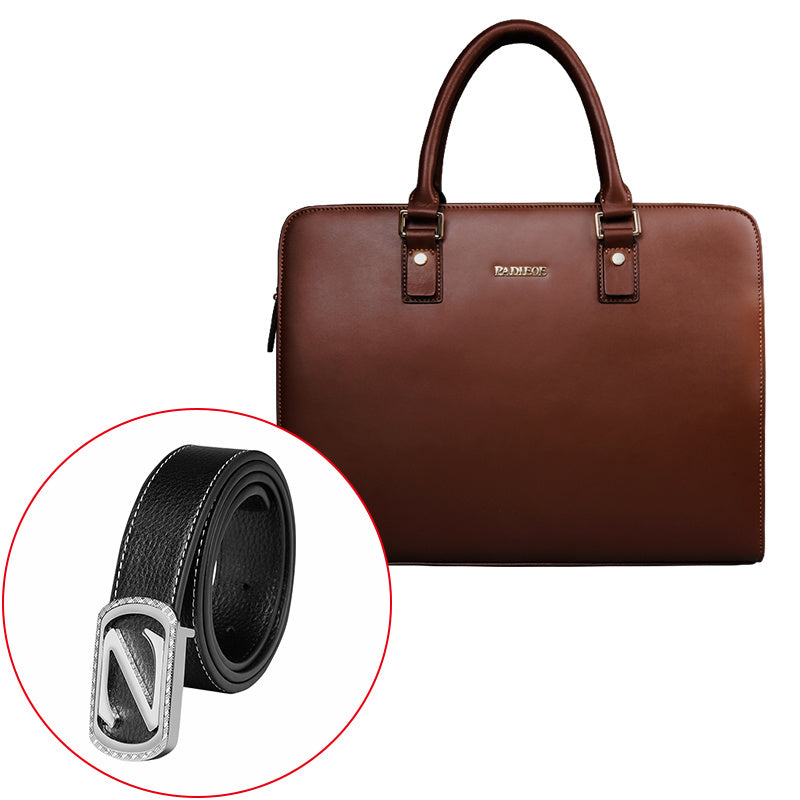 Real Cowhide Men&#39;s Bag Briefcase Business Handbag