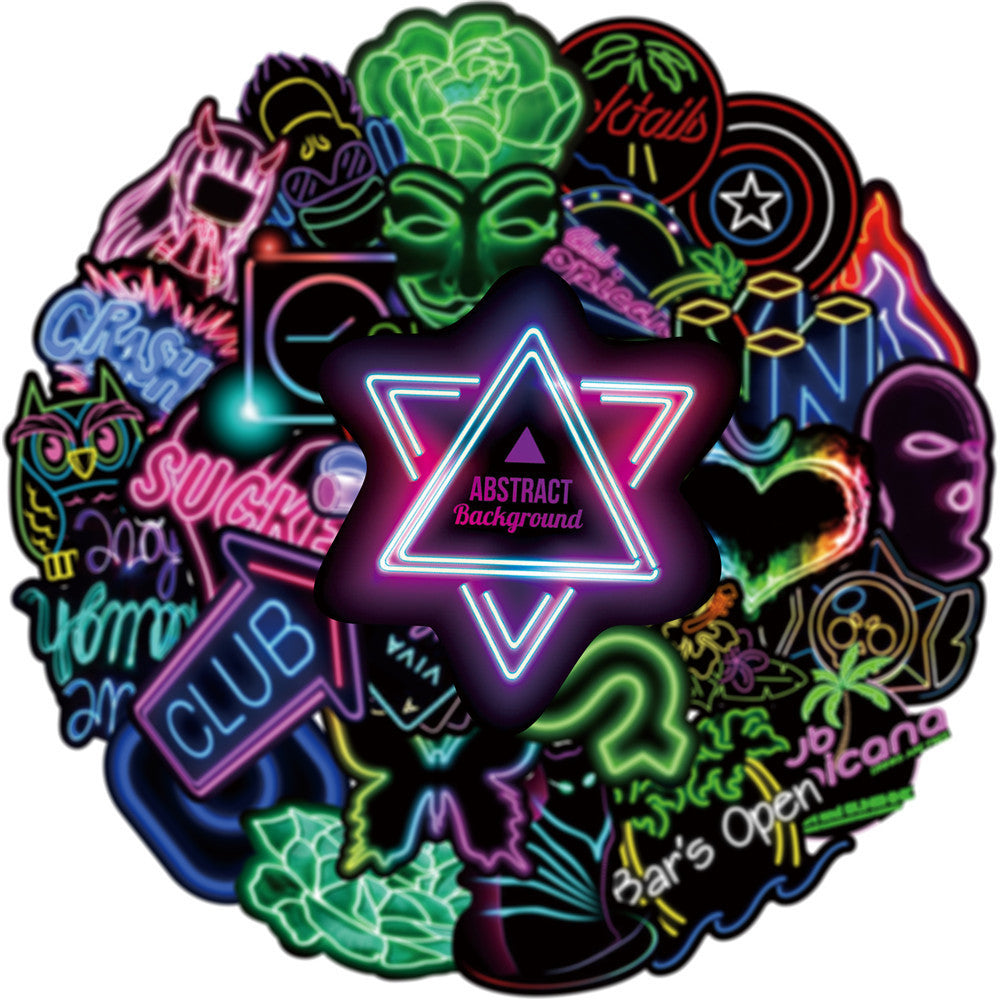 New Neon Graffiti Sticker Car Water Cup Laptop Sticker