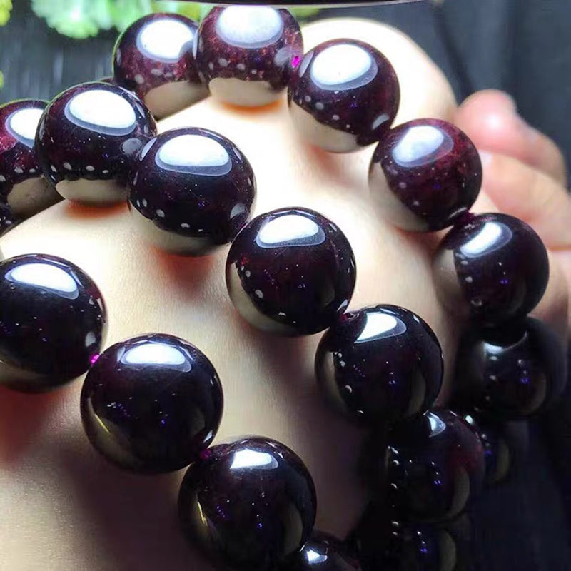 Natural Genuine Wine Red Garnet Bracelet Men And Women Single Circle 12mm Large Beads Large Grain Crystal Bracelet Men&#39;s Jewelry