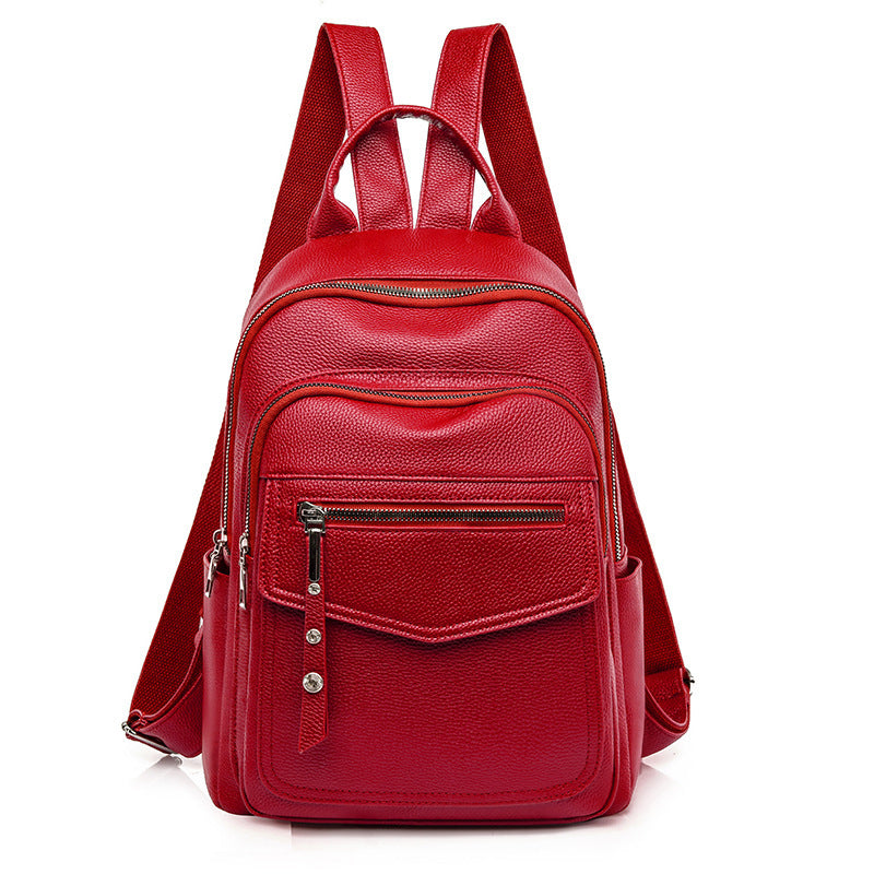Casual Backpack Simple Large Capacity Solid Color Mother Bag
