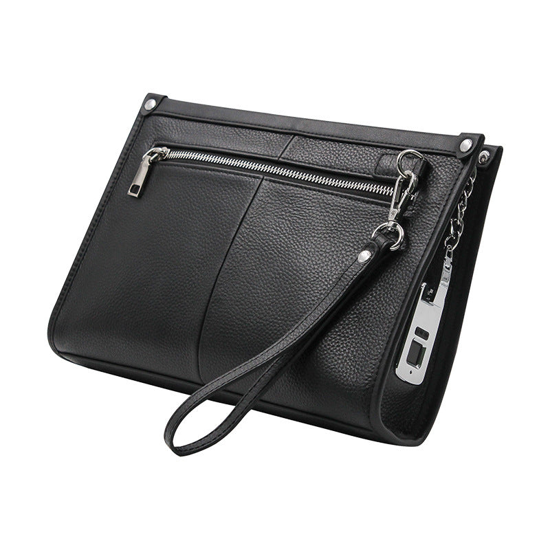 Business First Layer Leather Handbag Fashion Fingerprint Lock Male Wallet