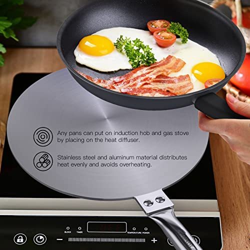 Heat Diffuser Simmer Ring Plate, Stainless Steel With Stainless Handle, Induction Adapter Plate For Gas Stove Glass Cooktop Converter, Flame Guard Induction Hob Pans, 7.5Inch &amp; 8Inch &amp; 9.25 Inch