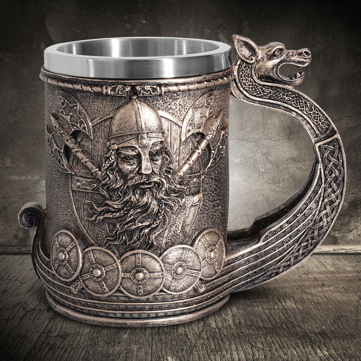Tableware Viking Stainless Steel Liner Skull Wine Cup Resin