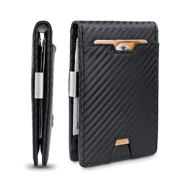 Men&#39;s Card Holder Fiber Leather Money Clip Wallet