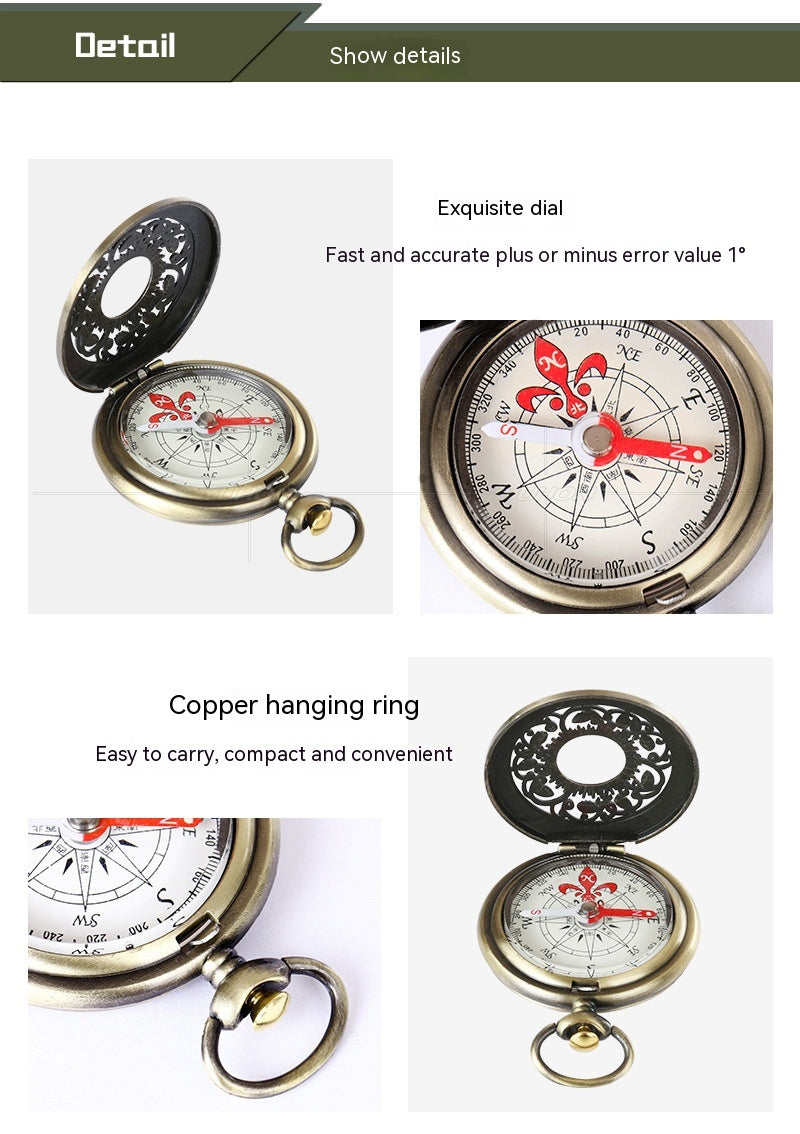 Pocket Watch Flip Compass Portable Outdoor Car Travel