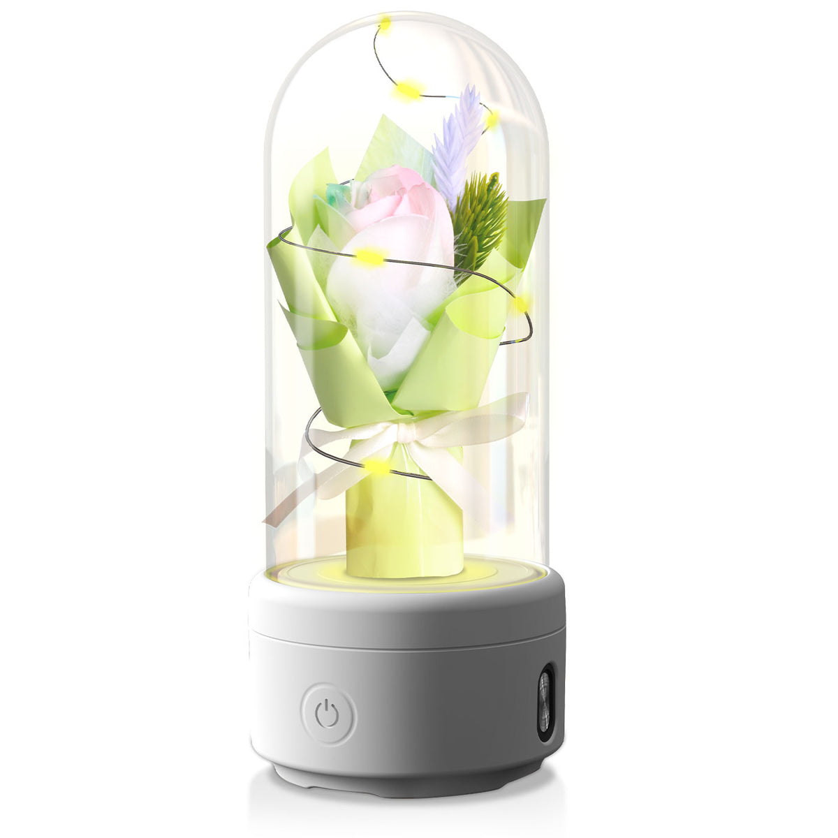 Creative 2 In 1 Bouquet LED Light And Bluetooth Speaker Mother&#39;s Day Gift Rose Luminous Night Light Ornament In Glass Cover