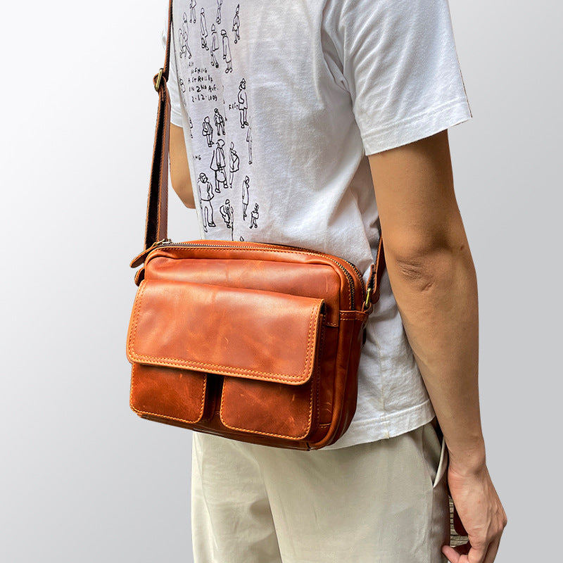 Men&#39;s Casual Leather Shoulder Messenger Bag