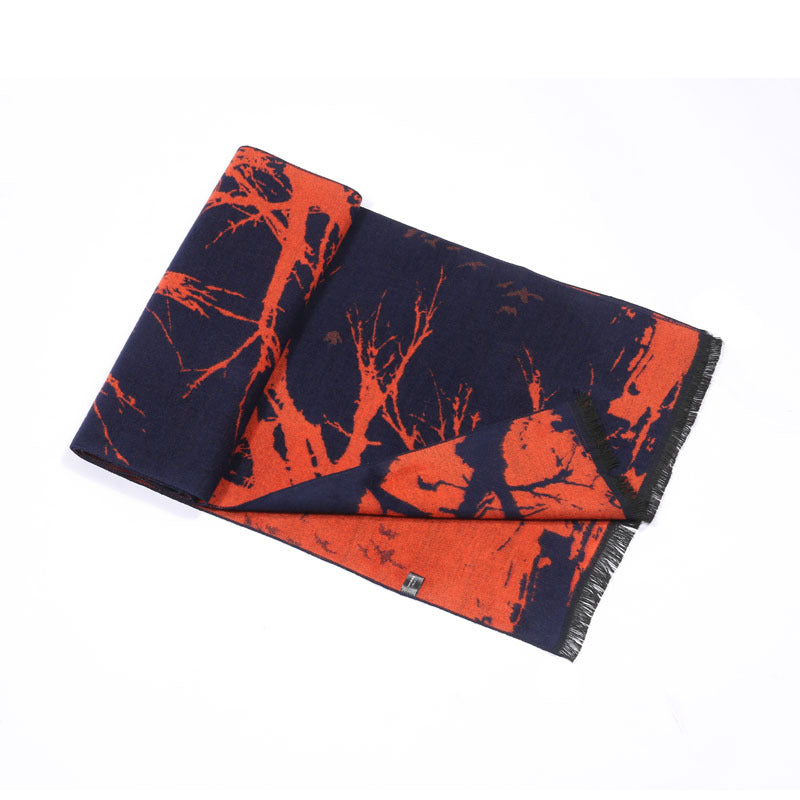 Fortune Tree Men&#39;s Brushed Scarf Autumn And Winter New All-match Scarf