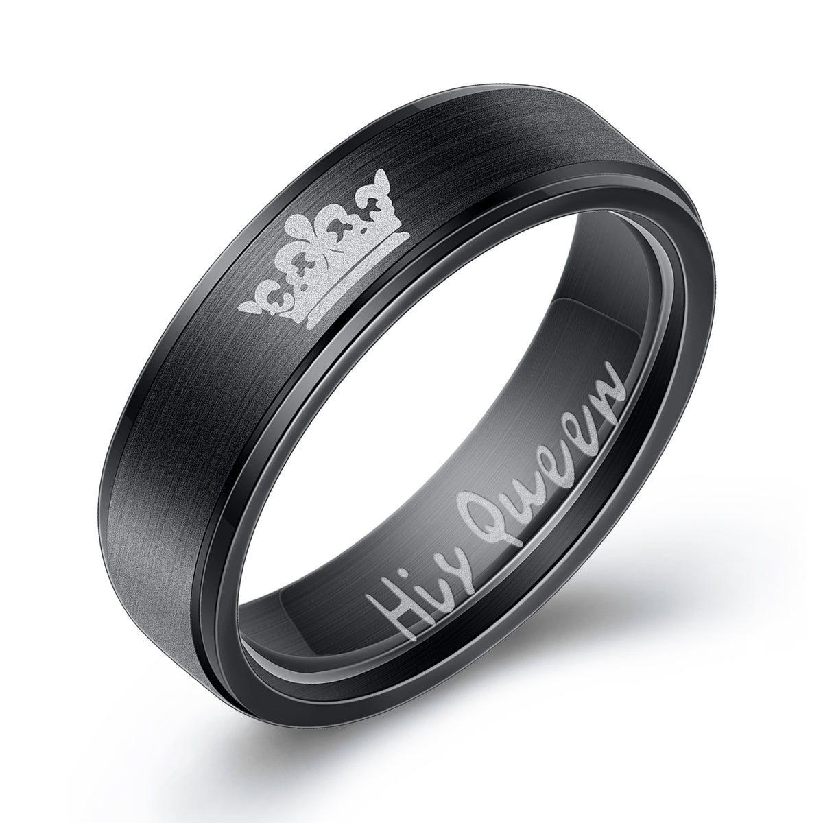 Her King His Queen Titanium Steel Couple Ring Stainless Steel