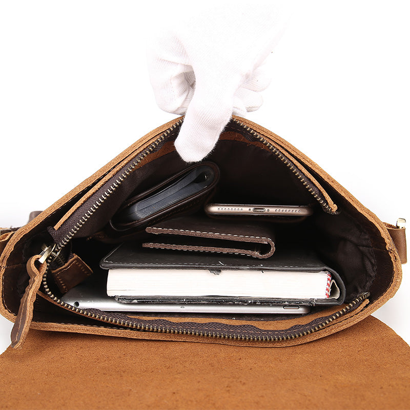 Men&#39;s Leather Top Leather Messenger Bag