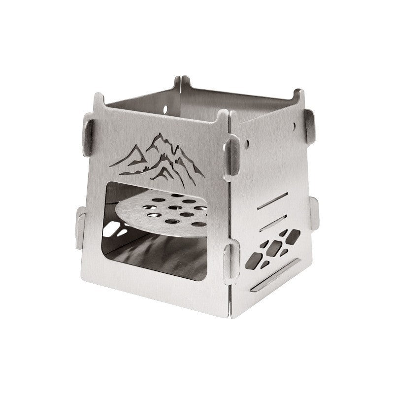 Outdoor Square Card Firewood Stove Mini Stainless Steel