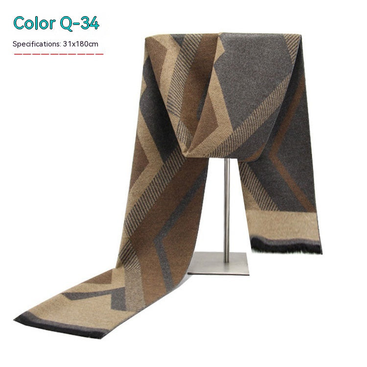 Men&#39;s Striped Winter Warm Artificial Cashmere Scarf