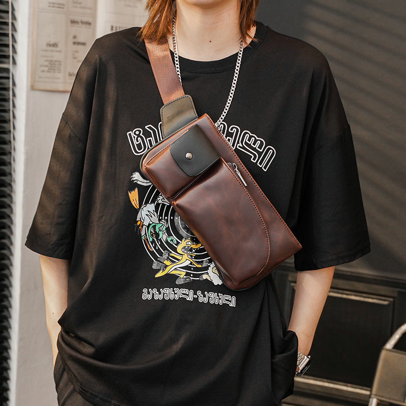 Men&#39;s Retro Chest Bag Messenger Bag Sports Small Bag Casual Waist Bag