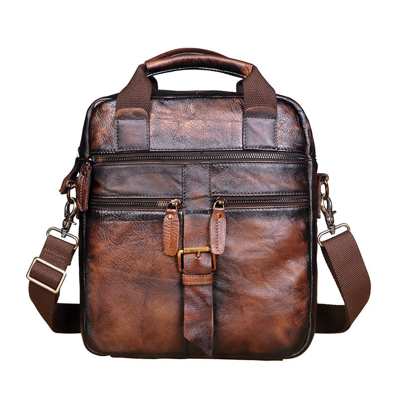 Leather Retro Men&#39;s 10-inch Tablet Shoulder Bag Diagonal Bag