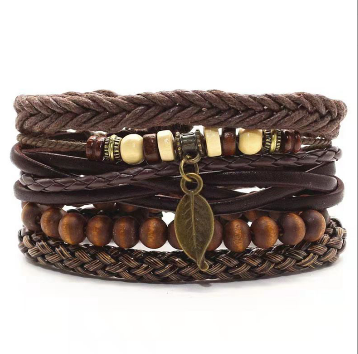 Men&#39;s Leather Vintage Braided Bracelet