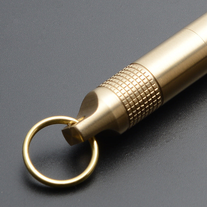 Toothpick Holder Keychain Pendant Brass Portable