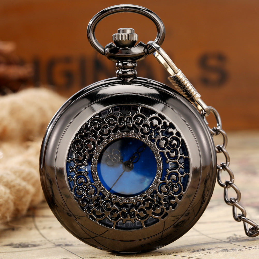 Creative Starry Literal Hollow Pattern Pocket Watch