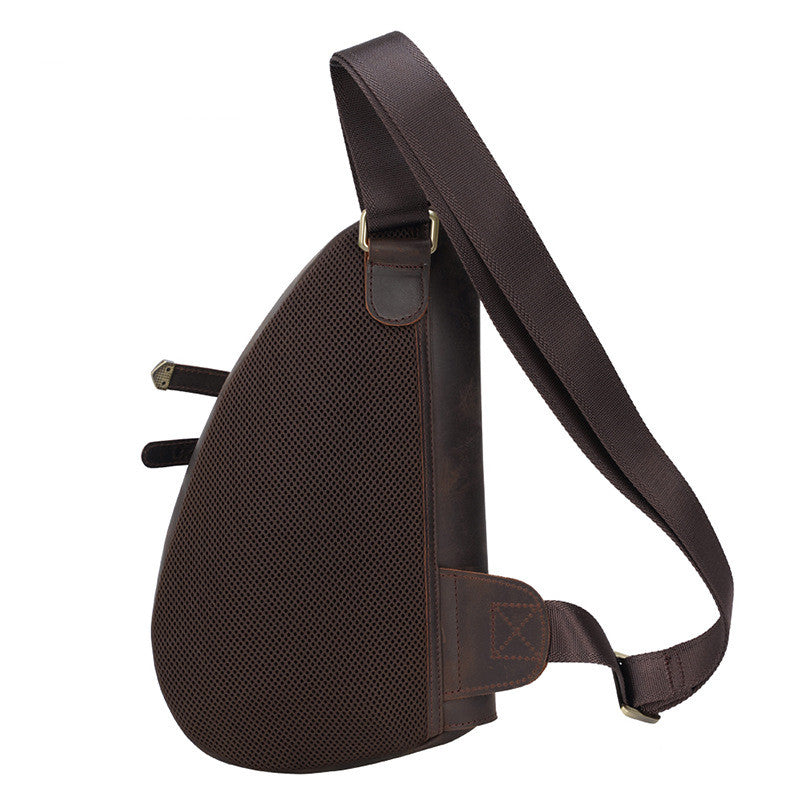 Retro Men&#39;s Chest Bag, Saddle Bag, Leather Shoulder Bag, Outdoor Sports Diagonal Bag