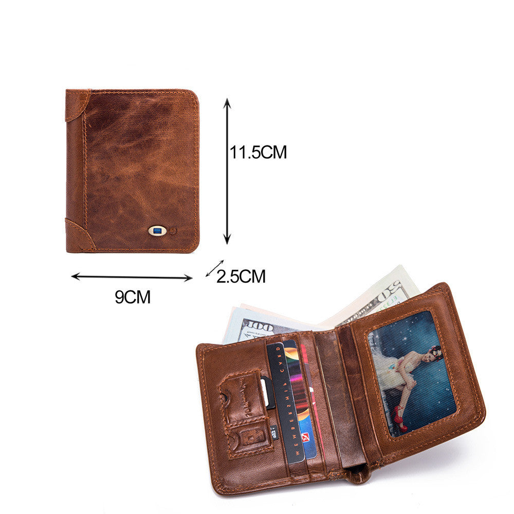Men&#39;s Leather Multi-card Smart Anti-lost Wallet