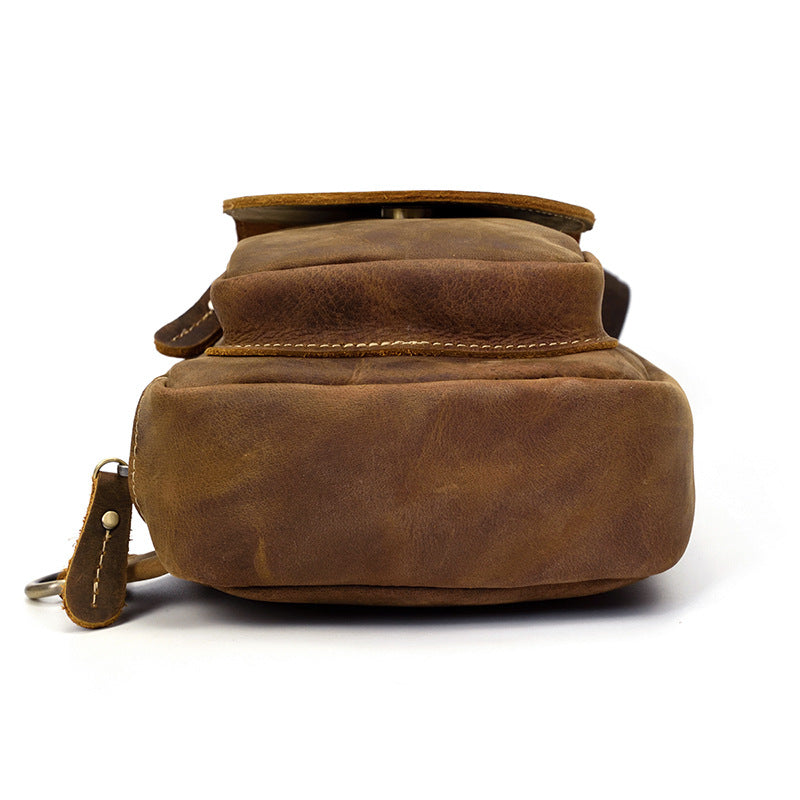 Men&#39;s Leather Chest Sports Shoulder Messenger Bag