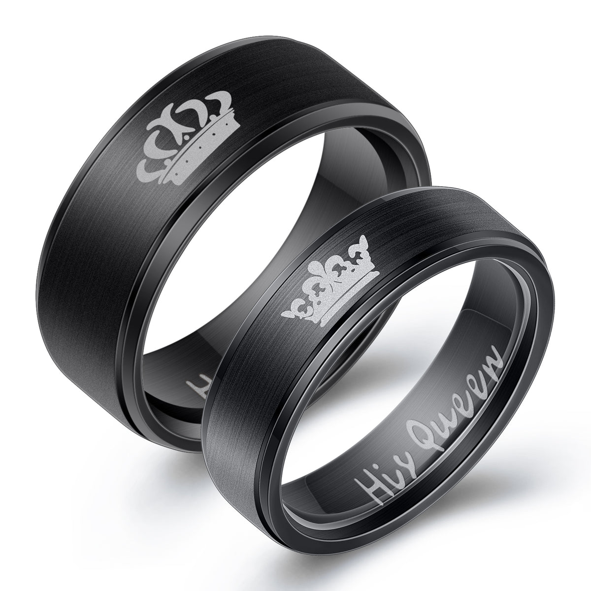 Her King His Queen Titanium Steel Couple Ring Stainless Steel