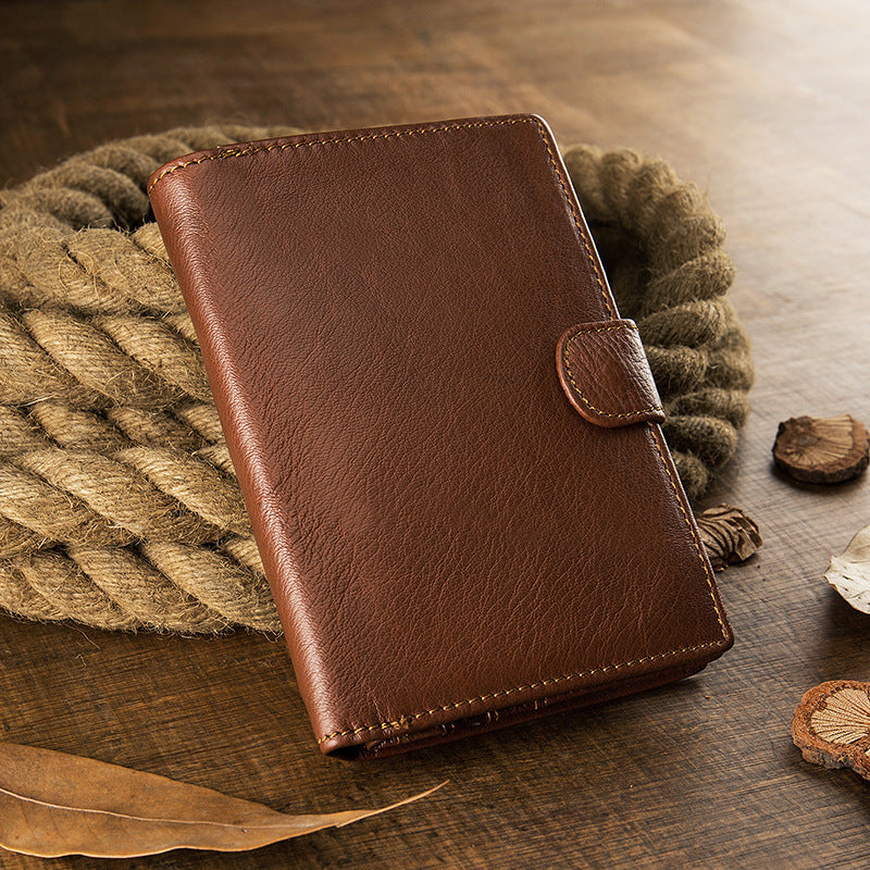 Men&#39;s Handmade Literary Vertical Leather Wallet