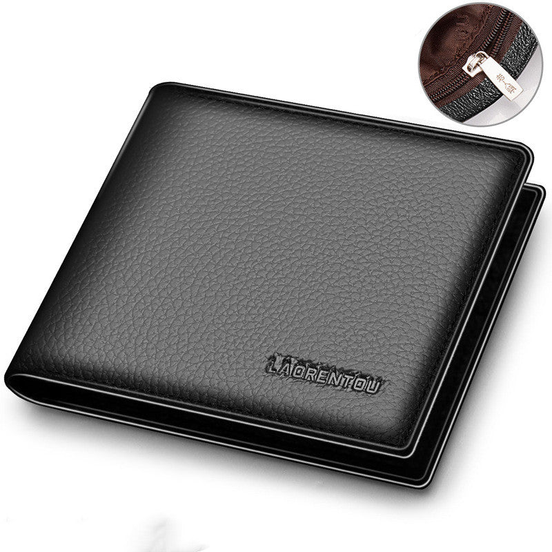 Horizontal First Layer Cowhide Business Zipper Wallet