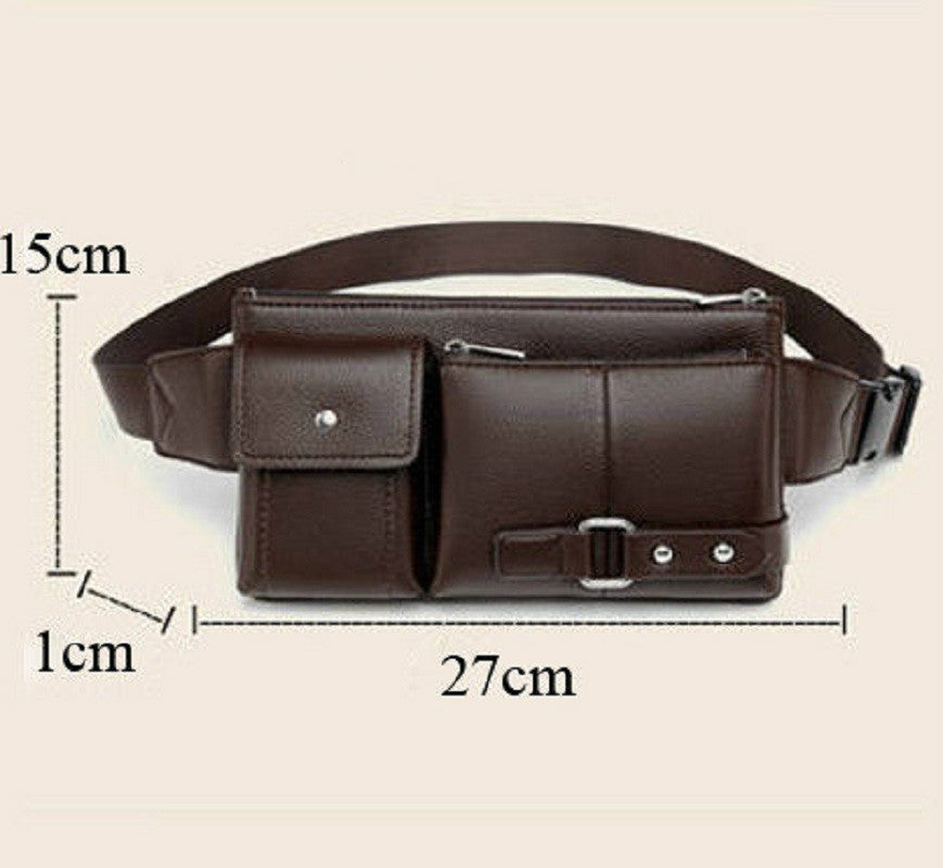 Men&#39;s Belt Bag Classic Solid Color PU Leather Waist Bag Outdoor Leisure Travel Fanny Pack Purse