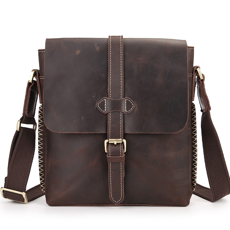 Men&#39;s Leather Top Leather Messenger Bag