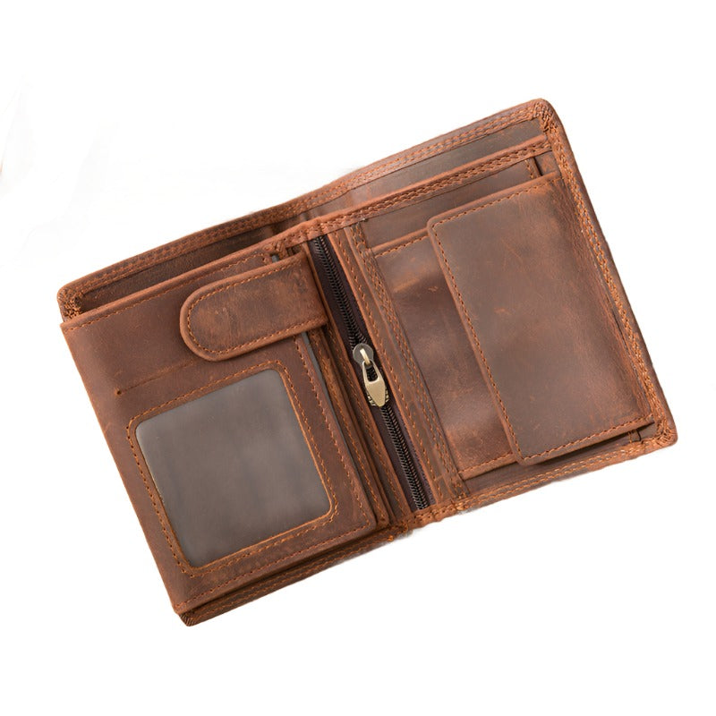 Layer Leather Short Clutch Bag