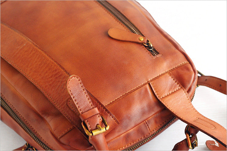 Vintage Rubbed Color Handmade Top Layer Leather Travel Bag