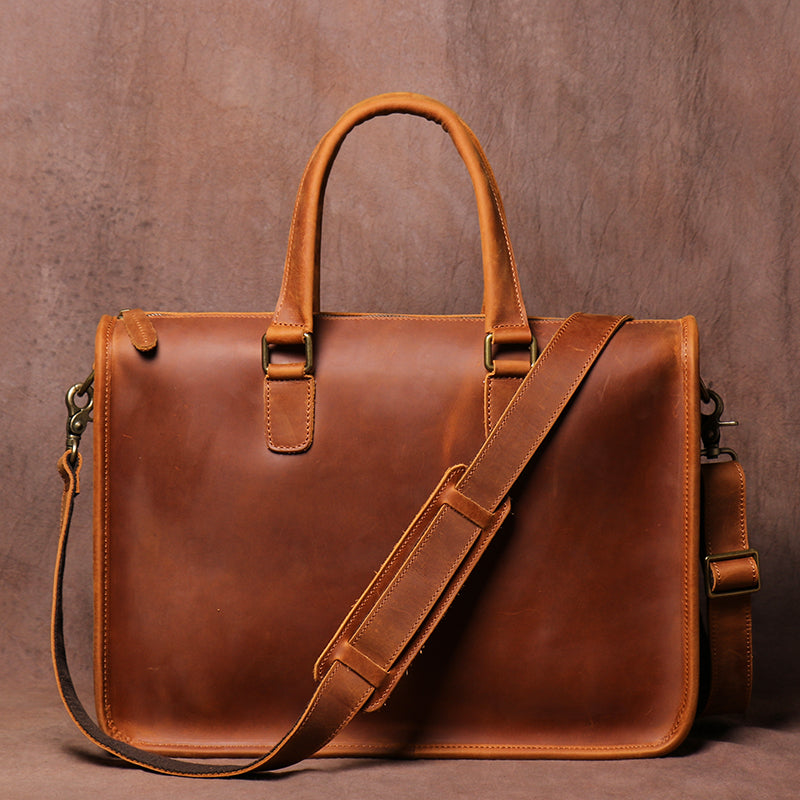 Men&#39;s Bag Crazy Horse Leather Briefcase For Laptop