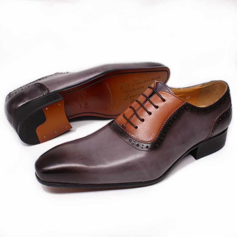 Men&#39;s Color Blocking Formal Leather Shoes