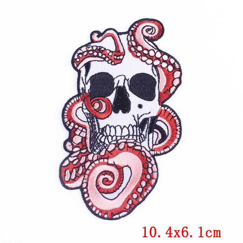 Punk Skull Computer Embroidery Cloth Sticker