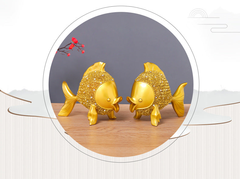 Creative New Chinese Style Light Luxury Goldfish Resin Crafts Decoration Home Decoration Hallway Wine Cabinet Model Room Decoration