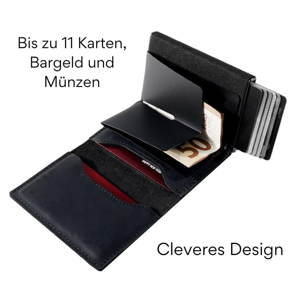 Top Layer Crazy Horse Skin Men&#39;s Wallet Automatic Pop Card Aluminum Box