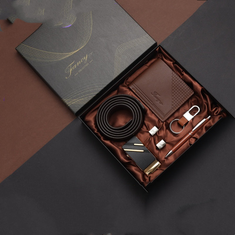 Practical Men&#39;s Tiandigai Gift Set Belt Wallet Keychain Pen 4-Piece Gift Box