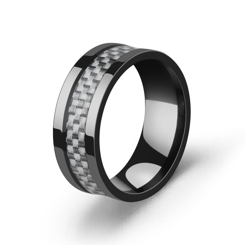 Men&#39;s Stainless Steel Carbon Fiber Ring