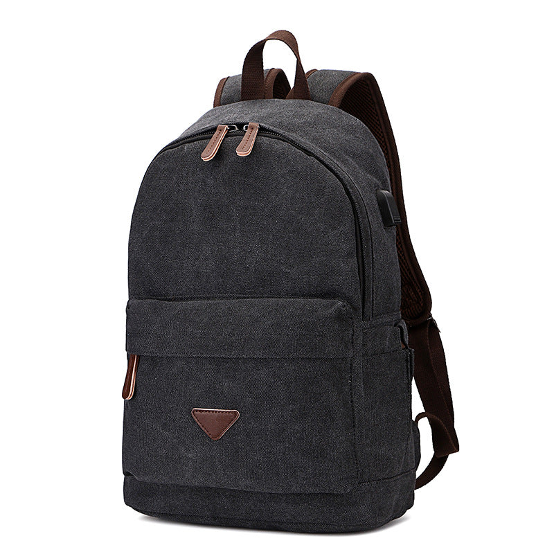 Canvas Backpack With USB Design Korean Portable
