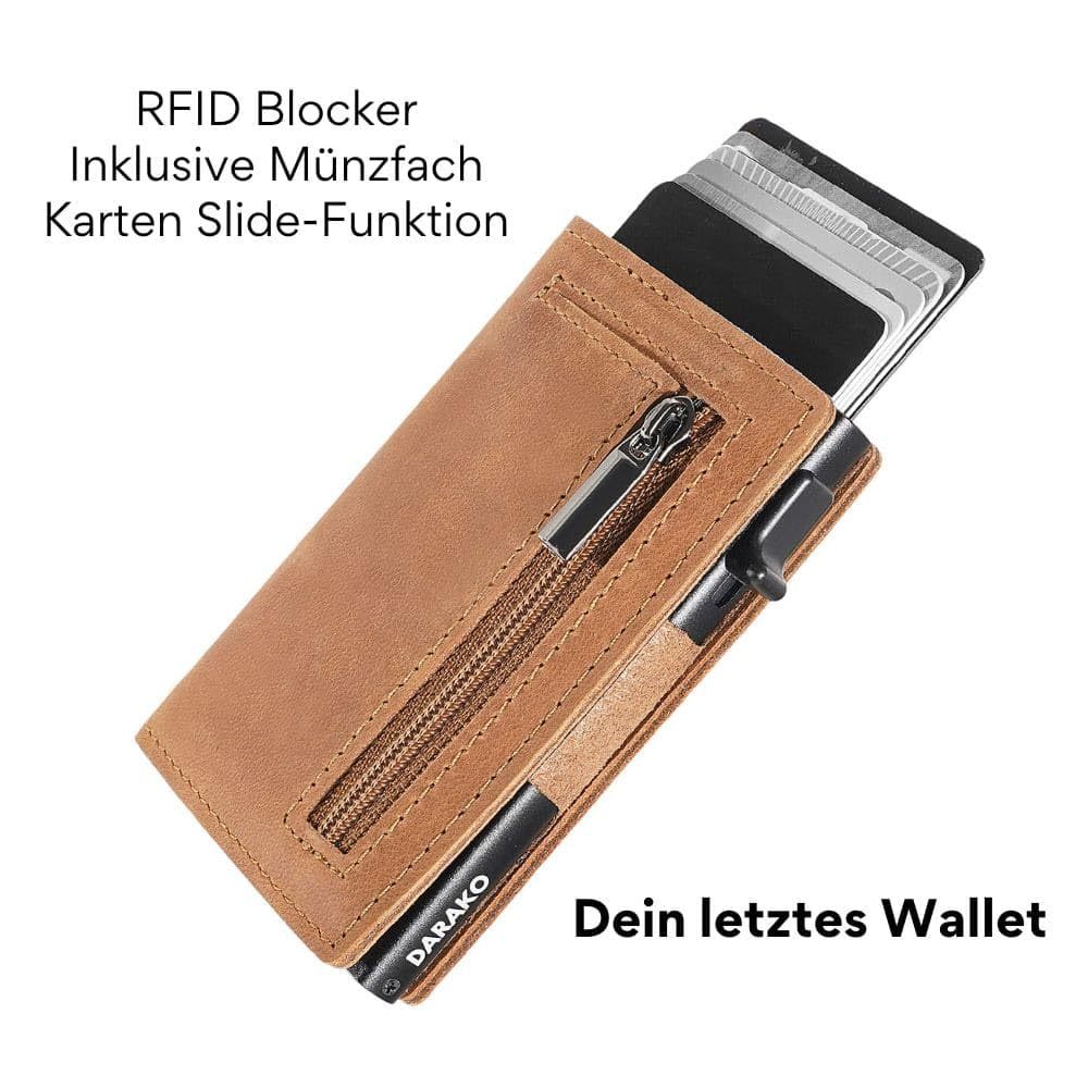 Top Layer Crazy Horse Skin Men&#39;s Wallet Automatic Pop Card Aluminum Box