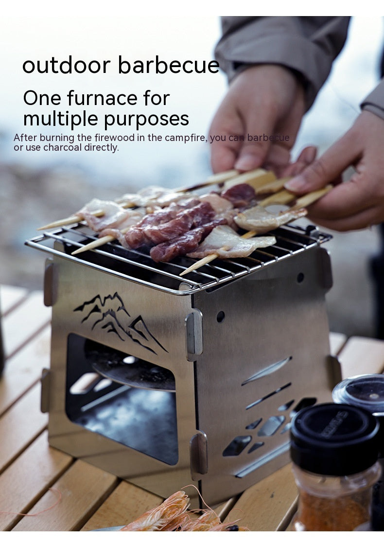 Outdoor Square Card Firewood Stove Mini Stainless Steel